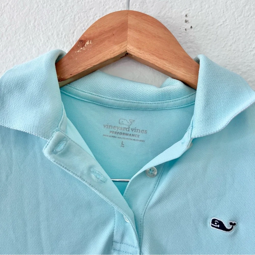 Vineyard Vines Girls Turquoise Performance Polo Sz L/14